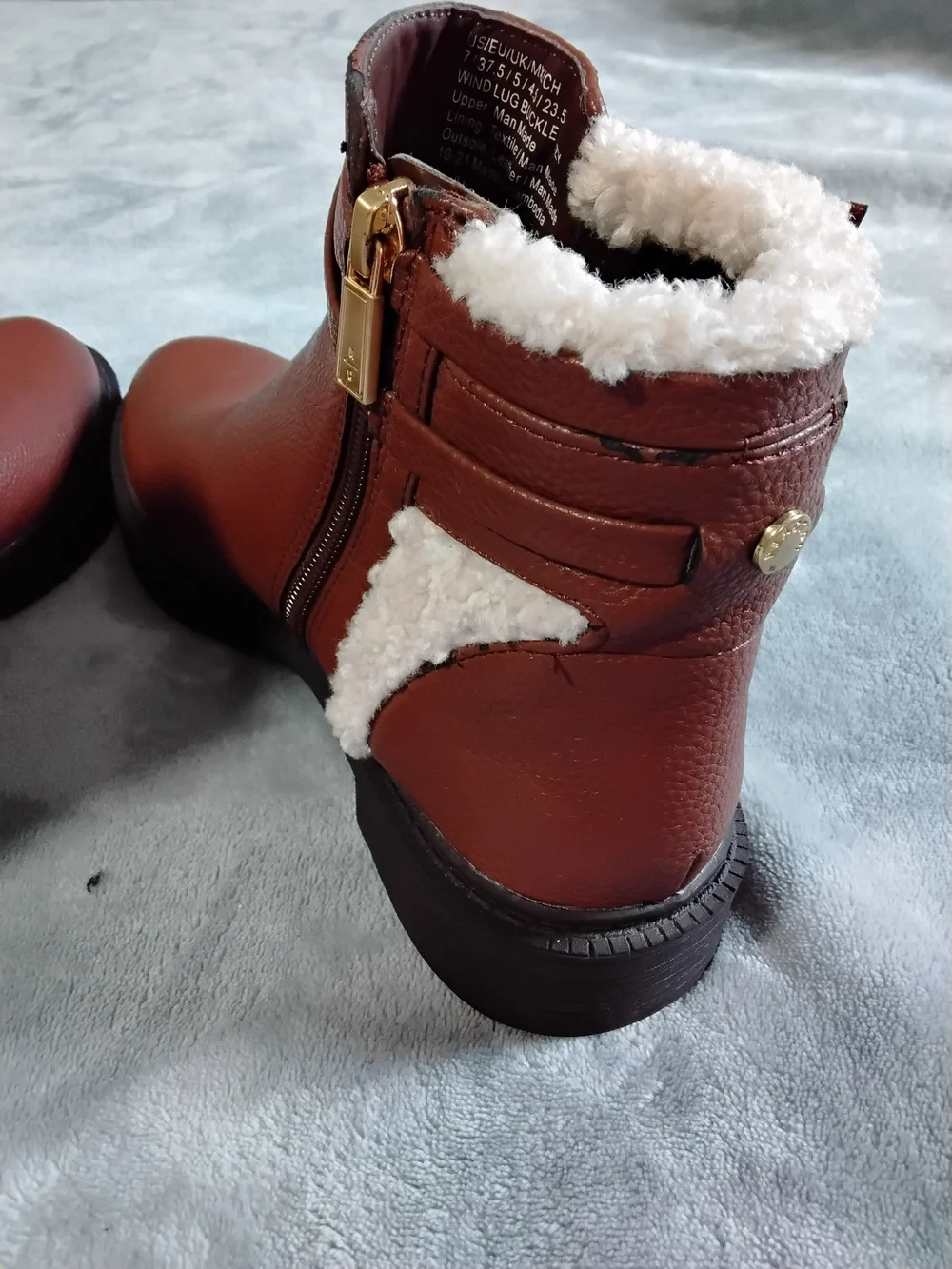 Kenneth Cole Reaction Brown Faux-Shearling Ankle Booties